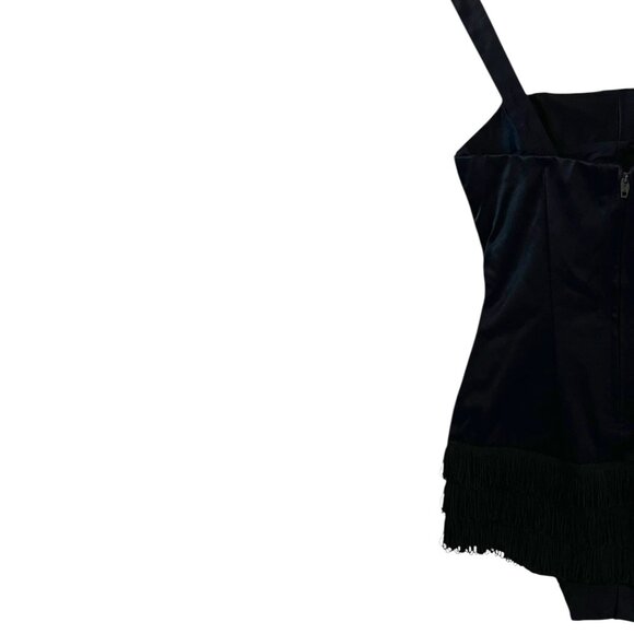 Kerrybrooke Sea Stars Sears Vintage Satin & Fringe Swimsuit In Black Size 14 - Picture 9 of 14